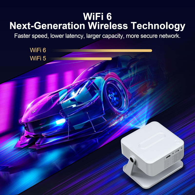 【NEW】Mini Projector with WiFi and Bluetooth,YouTube, Screen Mirroring and more. Full HD 1080P, Indoor/Outdoor Home Movie Projector by IOLIEO HM109