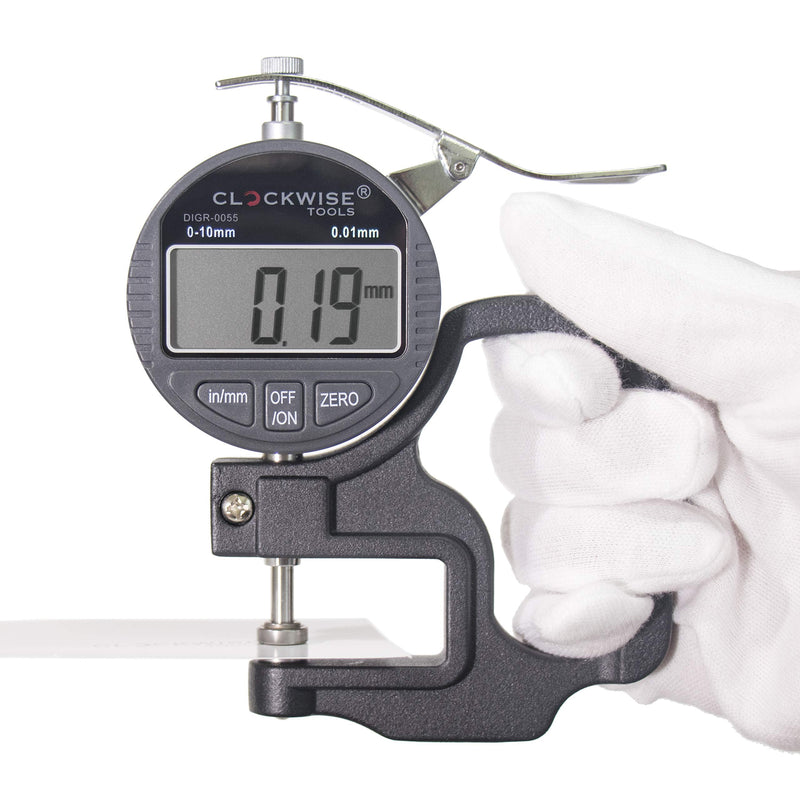 Clockwise Tools Digital Thickness Gauge, DTGR-0055 0-0.4 inch/10mm, 0.0005"/0.01mm Resolution Resolution 0.0005"/0.01mm