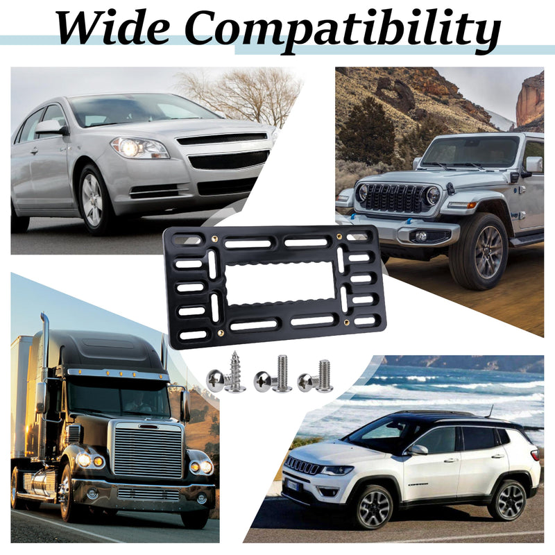 License Plate Bracket Holder, Front License Plate Bracket, No Drill Front Plate Mount, Licenses Plates Brackets Bumper, Car Frame Mount Adapter with Stainless Steel Screw Cap, Cable Ties