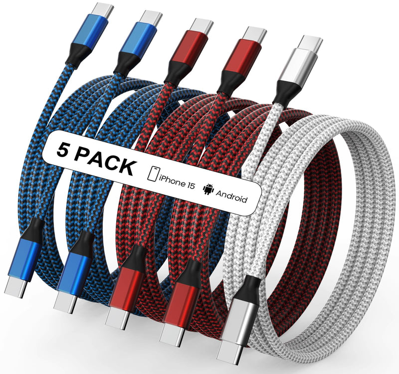 USB C to USB C Cable Nylon Braided 60W 3/3/6/6/10 FT USB Type C Fast Charging Cable for iPhone 15/15 Plus/15 Pro Max, MacBook Pro, iPad Pro Air, Samsung S24/S24 Ultra/S23