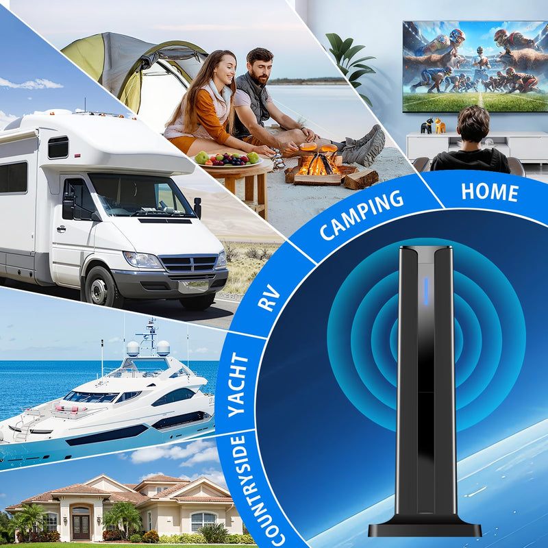 Digital TV Antenna Indoor, 2026 HD Antenna for Smart TV with 3M Stick Base 360°&Long Range Reception for Local Channels, Easy Setup Antena Without Cable(7.0 in) 7.0 IN