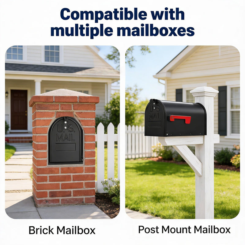 Mailbox Door Replacement 6 1/4 Inch (W) × 8 Inch (H) Brick Embedded Mailboxes – Durable Metal Standard Mail Box Snap-in Insert for Rust-Damaged Mailboxes Postbox Repair and Restoration