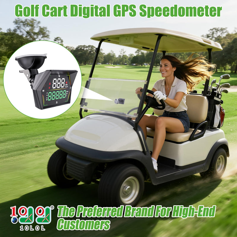 10L0L Golf Cart GPS Speedometer, HUD Digital Display with MPH/KMH, Compass Overspeed Alarm Fatigued Driving Alert, Auto Brightness, Plug & Play Universal for Yamaha, EZGO, Club Car & All Vehicle