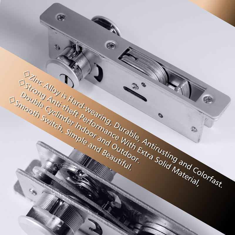 Cylinder Deadbolt Mortise Lock - Commercial Storefront Door Lock Double Keyed Cylinder 1-1/8" Backset Hook Deadbolt for Storefront Entry Doors 1-1/8"hook deadbolt