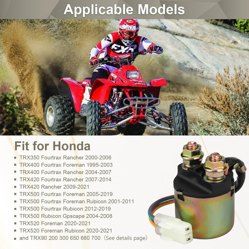Starter Solenoid Relay for Honda TRX350 Fourtrax Rancher 420 400 350 Foreman 400 500 520 Rubicon 500 520 Rincon 650 680 Sportrax 90 SND6073 35850-HM7-000