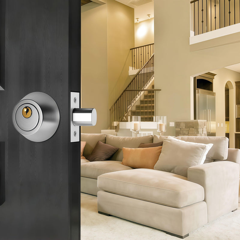 Silver Steel Double-Head Cylinder Deadbolt Lock- High Security Anti-Kick Door Lock, Easy to Install, Fits Standard Doors, for Home, Apartment and Office Security Double-Head-Silver