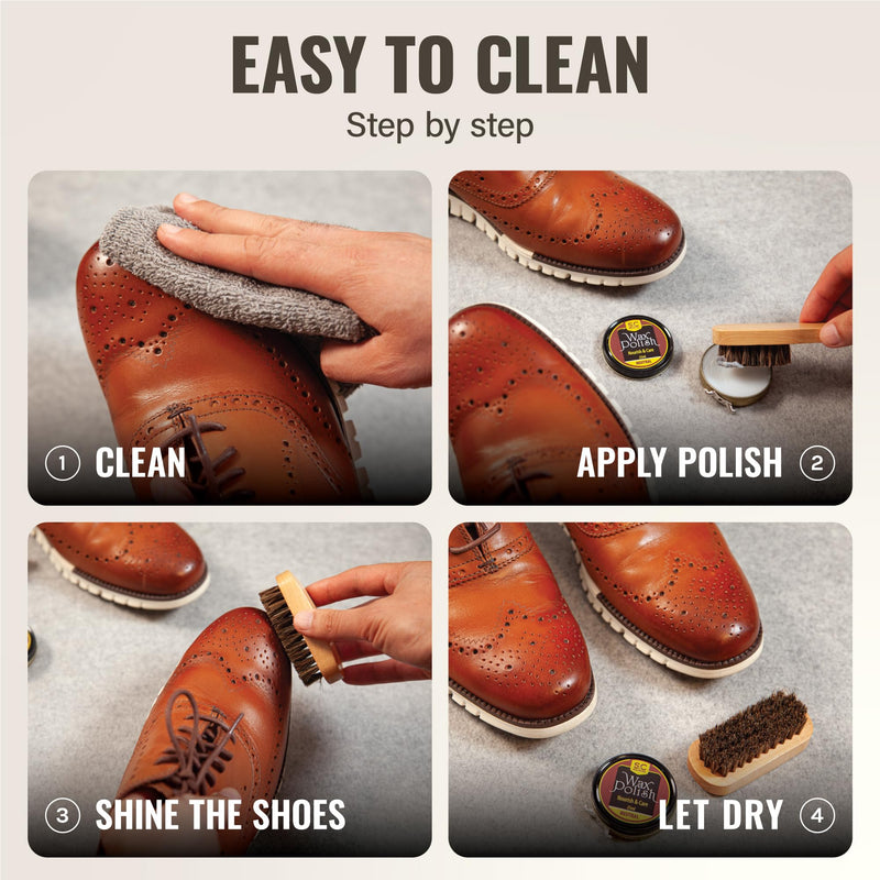 Stone and Clark Original Shoe Polish & Care Kit - Leather Shoe Shine Kit for Men & Women Dark Brown