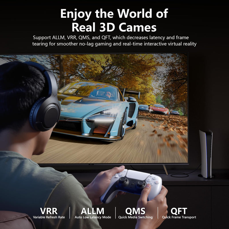 16K 8K HDMI 2.2 Cable 96Gbps 6.6FT/2M, Ultra High Speed HDMI Gaming Cord Support 4K@480Hz 8K@240Hz, HDCP 2.2&2.3, Dynamic HDR, eARC,DTS:X, Compatible with PC/Monitor TV/HDTV/PS5/Blu-ray