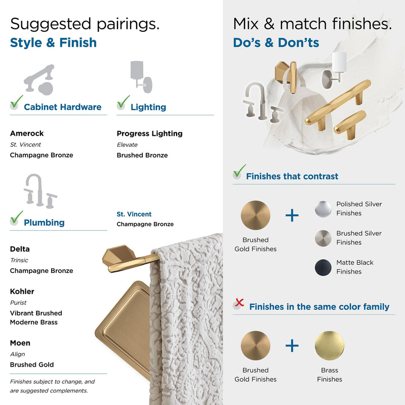 Amerock BH36041CZ | Champagne Bronze Single Post Toilet Paper Holder | 7-13/16 in. (198 mm) Toilet Tissue Holder | St. Vincent | Bath Tissue Holder | Bathroom Hardware | Bath Accessories 1-Piece