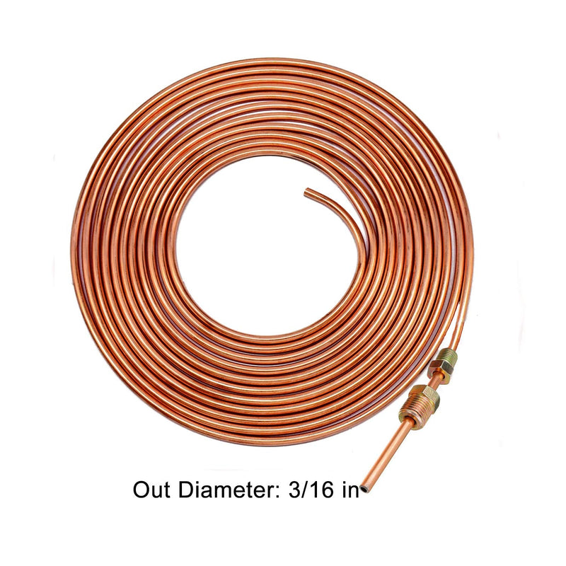 MuHize Upgraded Brake Line Tubing Kit - 25 Ft. of 3/16 Copper Coated Flexible Tube, Roll 25 ft 3/16" (Includes 16 Fittings) Gold