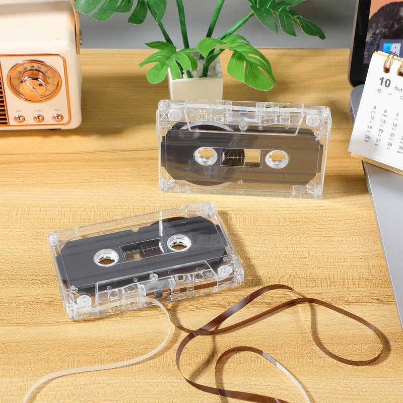 TEHAUX Blank Cassette Tapes, 60 Minute Audio Recording Cassettes 2pcs | 30 Minutes Per Side, Clear Storage Cases, Compatible with Standard Cassette Recorders, For Music, Voice & Mixtapes