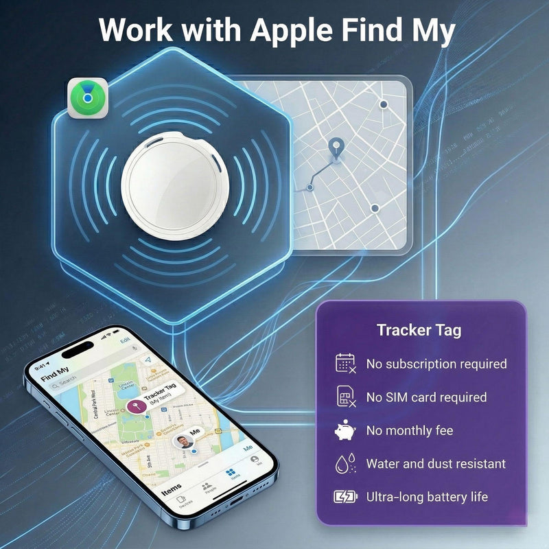 2 Pack GPS Tracker for Vehicles No Subscription Car Tracker Find My | iOS Only Bluetooth Locator with Global Tracking Loud Alarm Replaceable Battery for Cars Bikes Pets Luggage No SIM Required