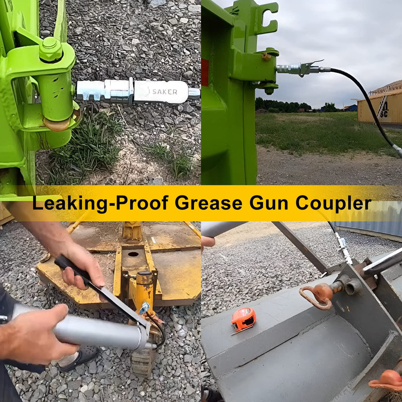 Saker Grease Gun Coupler-Upgrade to 14000 PSI,Duty Quick Release Grease Couplers,Compatible with All Grease Guns 1/8" NPT Fittings (1 PC) 1 PC