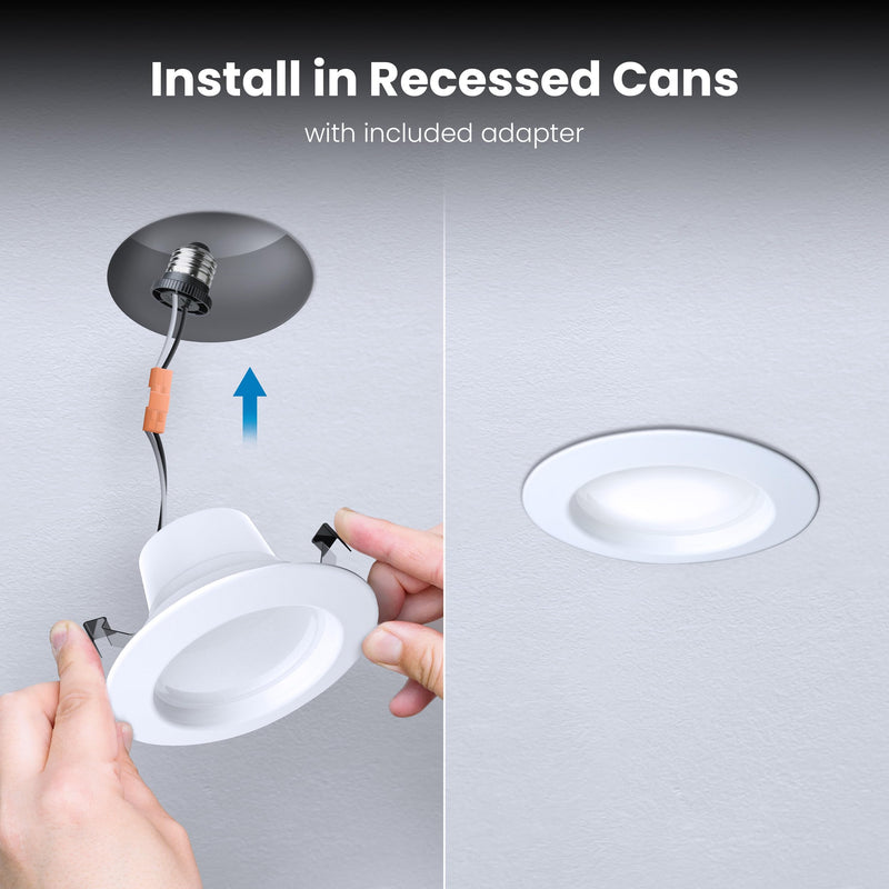 Feit Electric 4 Inch LED Recessed Downlight with Lumen Select, 75W Equivalent, Dimmable, 775 Lumens, 5CCT Selectable White 2700K–5000K, 90+ CRI, 50,000-Hour Lifetime, LEDR4HO/6WYCA/4, 4 Pack 4-Inch High Output