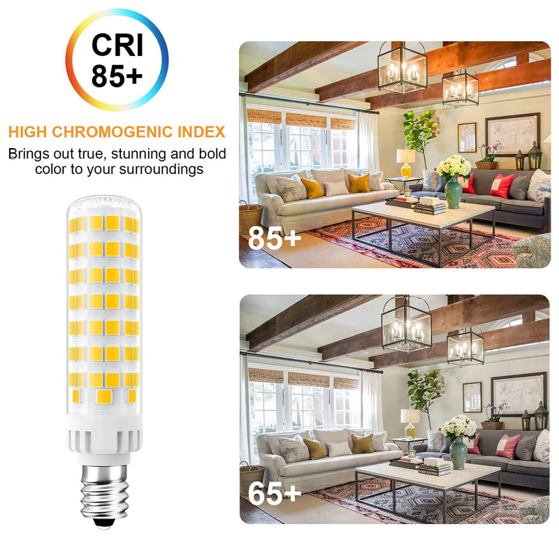 E12 100W Dimmable Replacement LED Candelabra Bulbs C7 3000K Warm White 10W 1000 Lumen T6 LED Chandelier Light Bulbs for Ceiling Fan Pendant Lighting Salt Lamp, 6 Pack