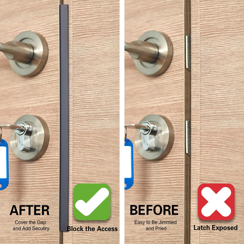 Door Latch Guard Home Security Door Lock Plate, Outswing Door Security Protector to Prevent Unauthorized Entry, Extra Security Door Locks Door Blocker, Steel Latch Guard Plate Cover (11" - 2pack) 11in - 2pack