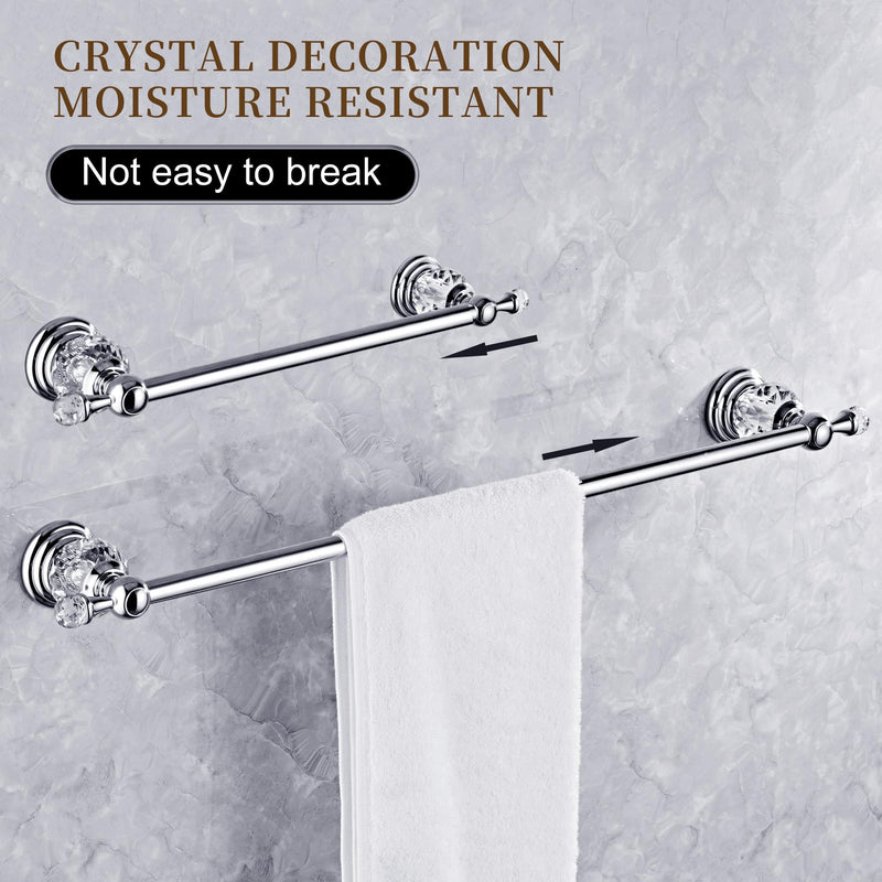 Chrome Towel Rack,Adjustable Towel Holder Silver Crystal Bathroom Towel Bar