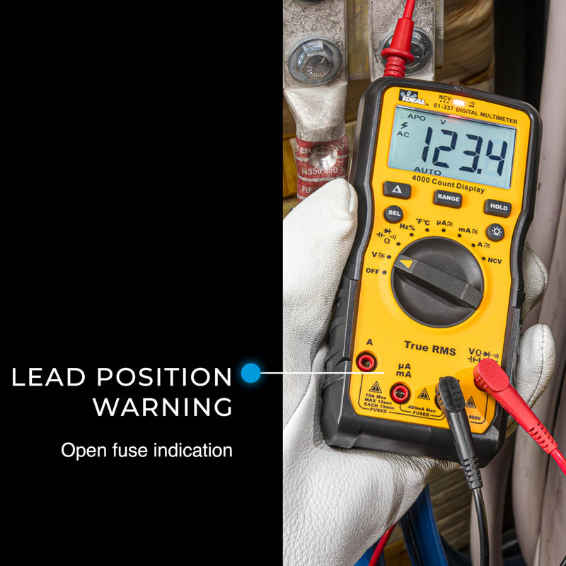 Ideal Electrical 61-337 Auto Range Digital Multimeter with NCVT and Temperature, 600V, CAT III