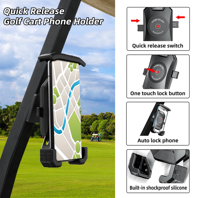 Roykaw Golf Cart Magnetic Phone Holder Mount and Armrest with Cup Holder