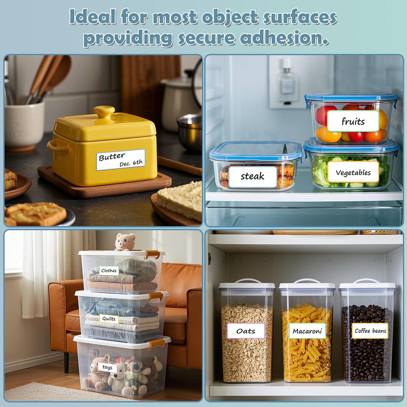 PPB Dry Erase Labels Sticky Notes for Containers, Reusable Waterproof Removable Stickers for Storage Bins, Freezer, Kitchen, Classroom, Whiteboard, All Purpose Use (1.2”x 2”, Multicolor, 60 Dots) 1.2" x 2" (60 labels)