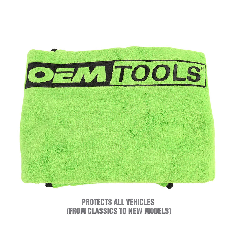 OEMTOOLS 24899 Soft Fender Cover for Mechanics, Magnetic Fender Cover Protection for Car and Truck, 42" x24” Fender Protector, Hi-Vis Green, Removable Magnets One Size
