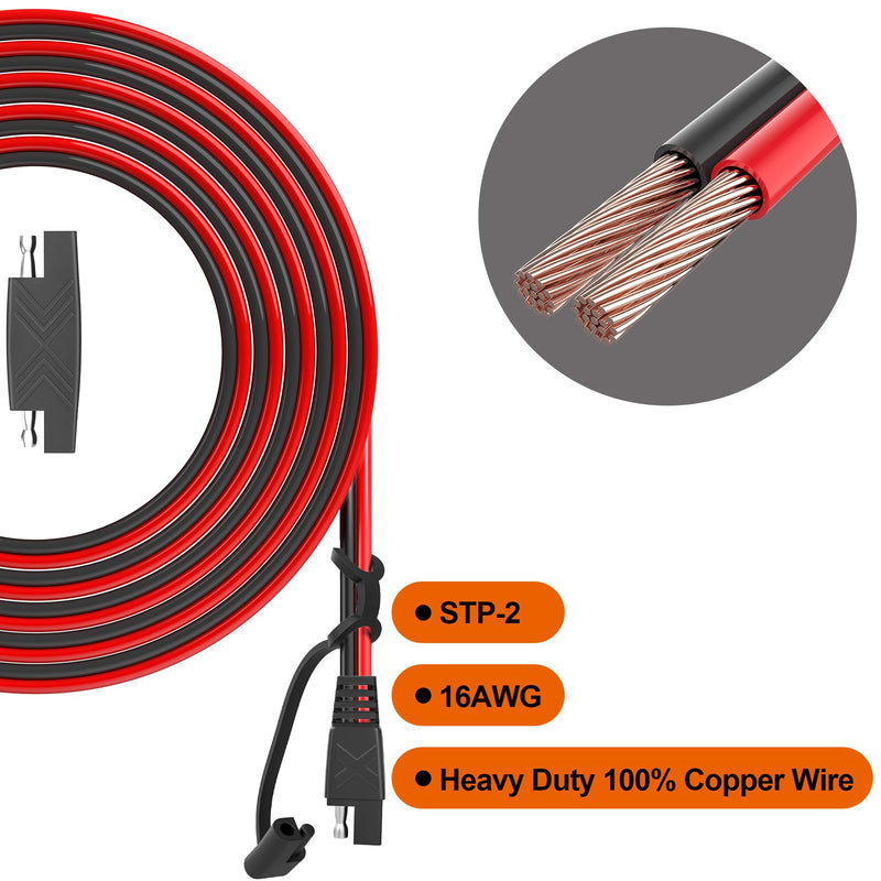 OYMSAE 25Feet SAE Extension Cable Quick Disconnect Connector 16AWG for Automotive, Solar Panel, Charging Adapter (25FT) 25FT(16AWG) 1 Pack