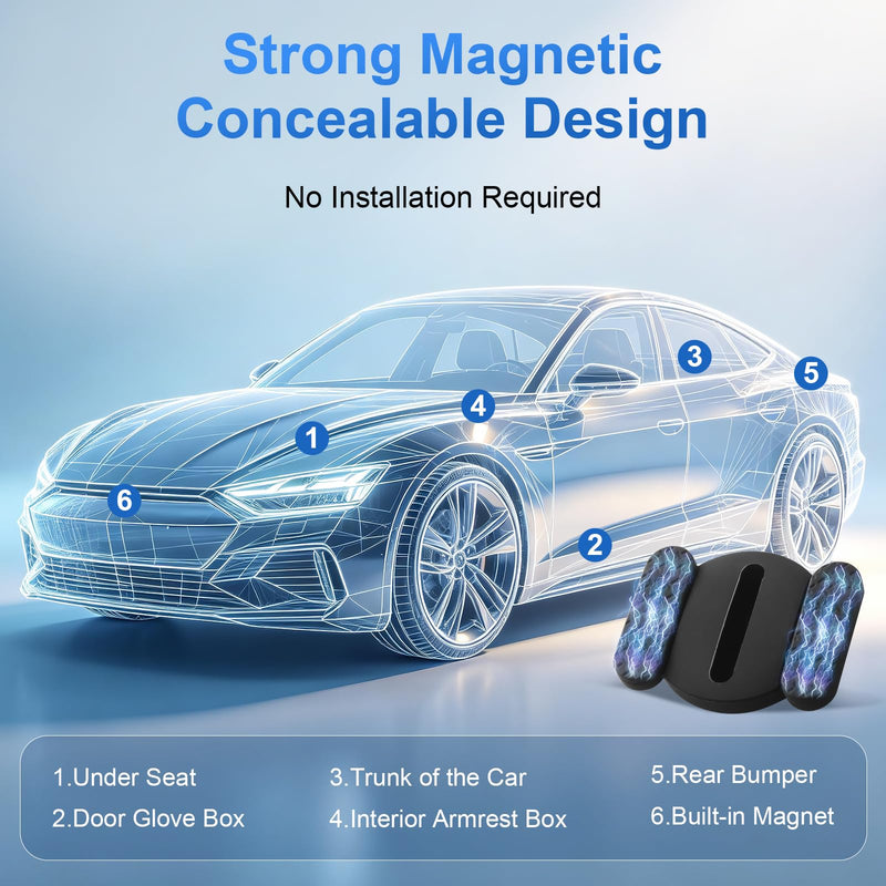 Undetectable GPS Tracker for Vehicles, Real-Time Tracking, No Monthly Fee | No Sim Card, Reliable Performance, Works With IOS & Android, Mini Hidden Magnetic Tracking For Elder, Luggage, Pet, Keychains Black