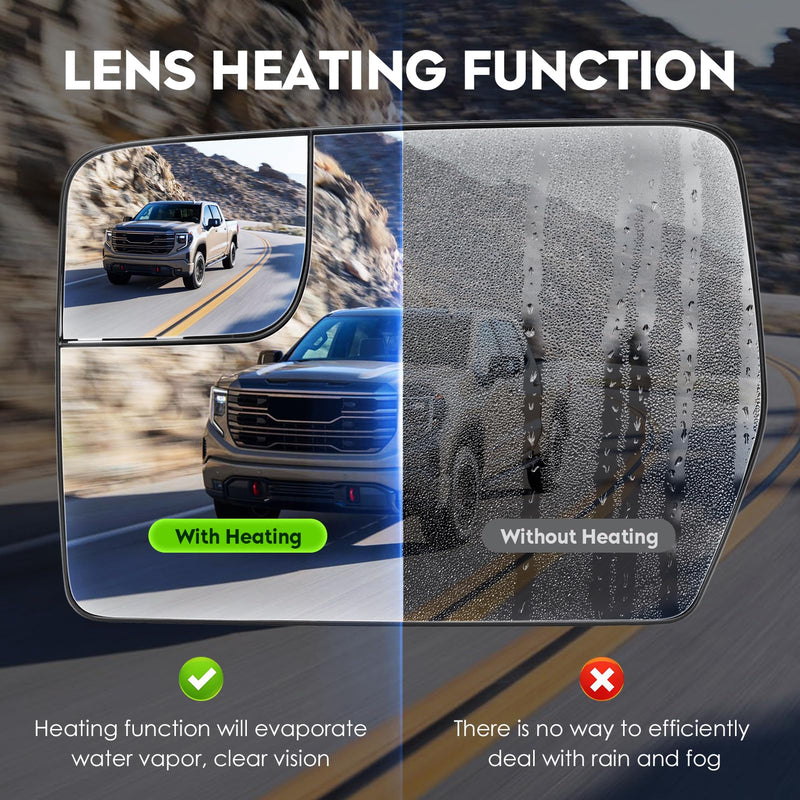 Driver Left Side Power Heated Mirror Glass for 2011-2014 Ford F-150 with Rear Holder, Blind Spot Convex Side View Mirror, Replace for BL3Z-17K707-E Driver Side(Left)