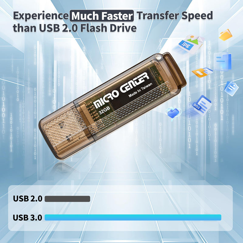 INLAND Micro Center Super Speed 20 Pack 32GB USB 3.0 Flash Drive Memory Stick Thumb Drive Data Storage Jump Drive Bulk, Much Faster Than USB2.0 Flash Drive, Brown Grey - 32GB x20