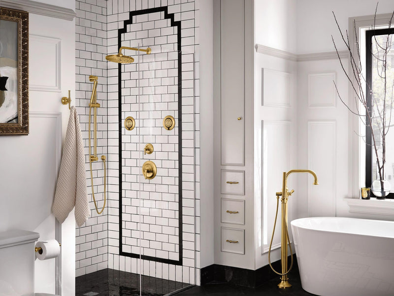 Moen Brushed Gold Round Drop Ell Handheld Shower Wall Connector, A725BG
