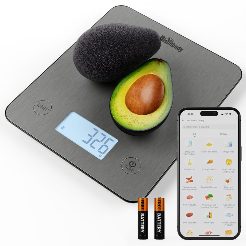 Smart Food Scale, Digital Kitchen Scale with App – Nutritional Calculator for Calories, Macros, Protein, 5 Units, LCD Display, Tare Function, Portion Control, for Cooking & Meal Prep