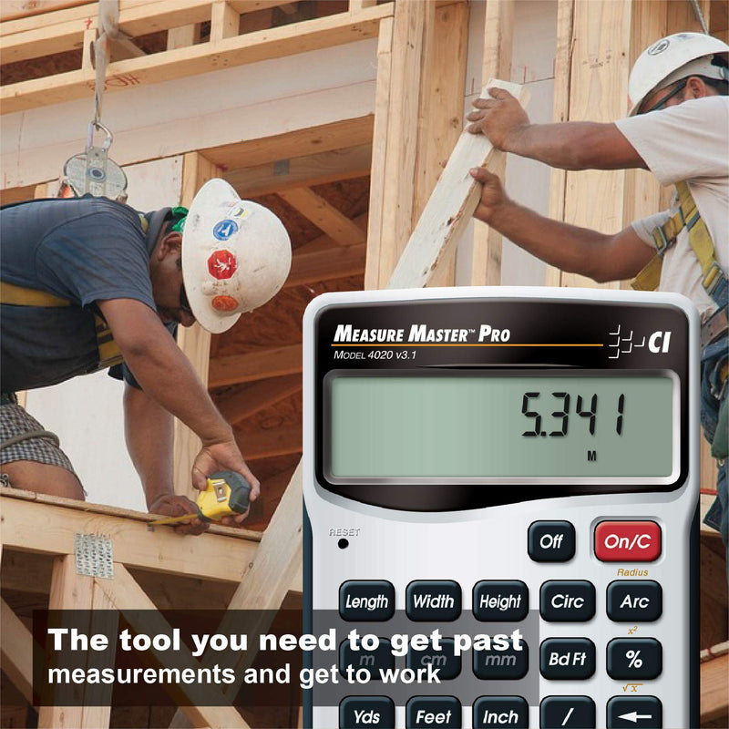 Calculated Industries 4020 Measure Master Pro Feet-Inch-Fraction and Metric Construction Math Calculator, Silver Pack of 1