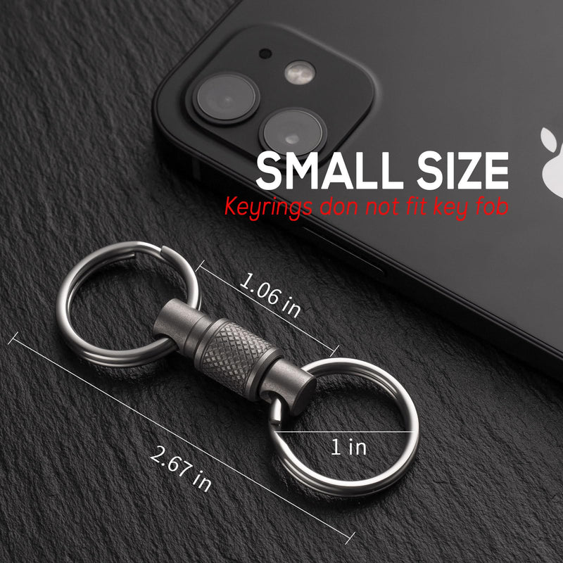 FEGVE Titanium Quick Release Swivel Keychain, Pull Apart Detachable Keychain Heavy Duty Car Key Holder with Key Rings Grey 1 Pack