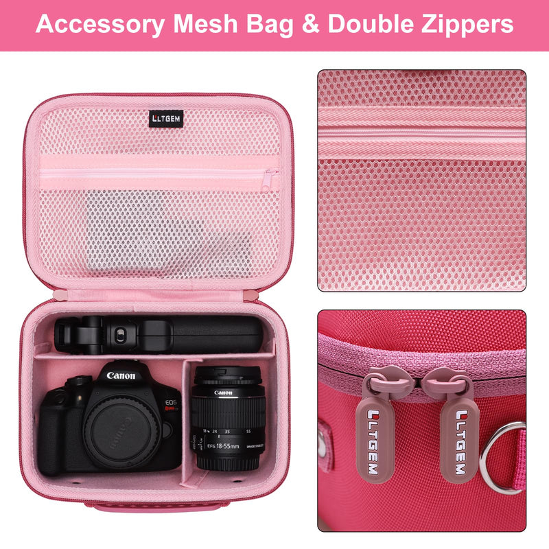 Small Camera Case Bag for Canon EOS Rebel T7/R50//R100 DSLR Camera Rosein | Hard Carrying Travel Case for Canon EOS Rebel T7/R50//R100/R6 Mark II/R8/R6 Mark III/R50 V/T6/R10/R5 Mark II DSLR SLR Camera Magenta+Pink Small