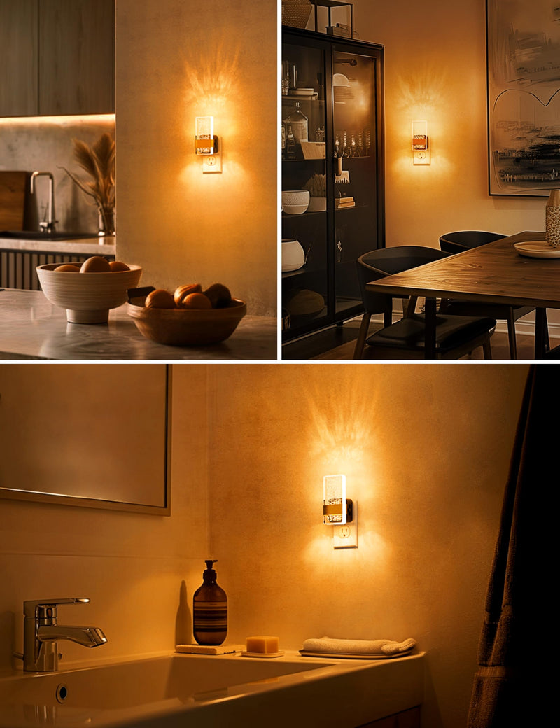 L LOHAS LED Night Light [2 Pack], Amber Night Lights Plug Into Wall, Dusk to Dawn Sensor, 0-100LM LED Dimmable Nightlight, Automatic Low Blue Nightlights for Kids, Bathroom, Hallway, Stairway 2