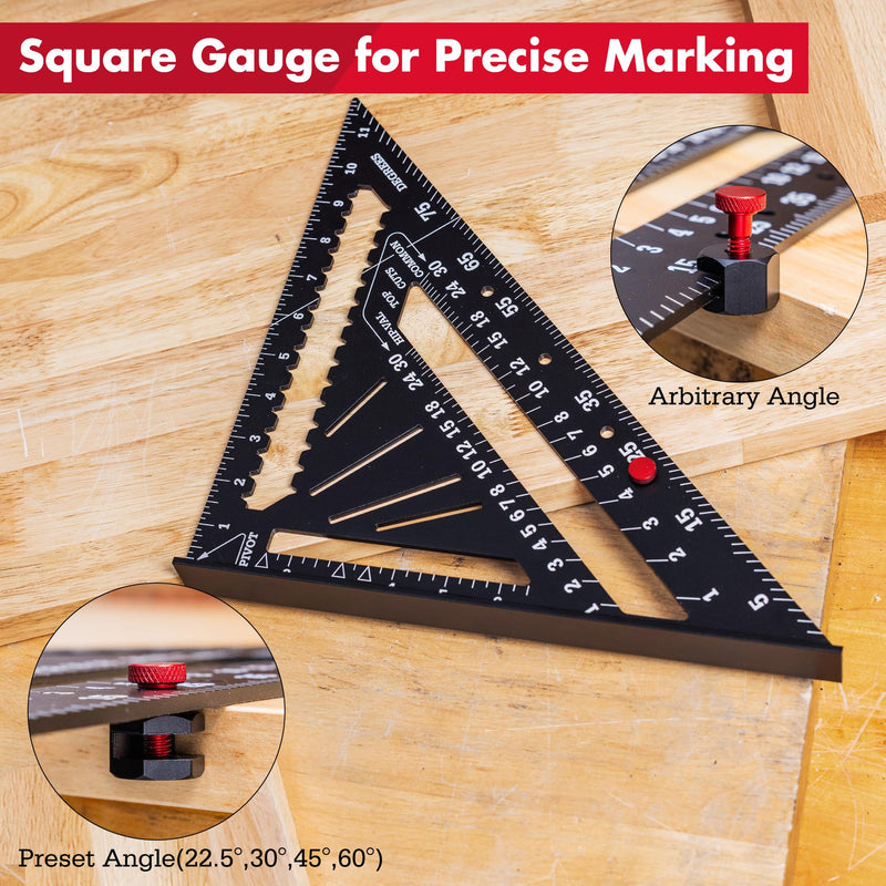 Arrow Aluminum Alloy Rafter Square Set, 7-Inch & 12-Inch Carpenter Square Layout Tools, Woodworking Triangle Rulers for Carpentry and Craftsmen 7 inch & 12 inch