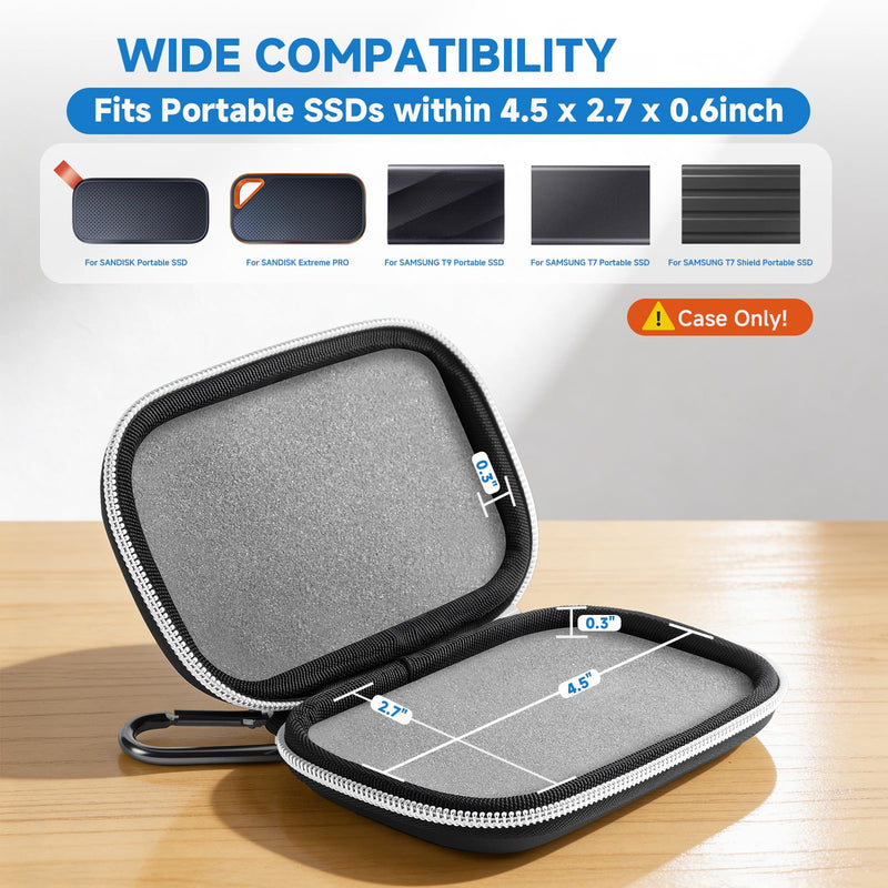 Hard EVA Case for SanDisk Extreme Pro Samsung T9 T7 | Shockproof Travel Storage Bag, Compatible with T7 Shield Portable SSD, for External Solid State Drive, Case Only
