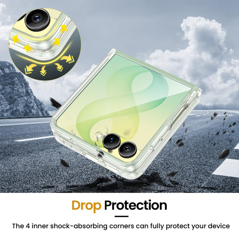 VEGO for Z Flip 8 Case[Compatible with MagSafe] with Screen Protector,Clear | Anti-Yellow & Ultra Slim, Wear-Resistant, Painted Shockproof Bumper Cover for Samsung Galaxy Z Flip 8 C-Clear For Flip 8
