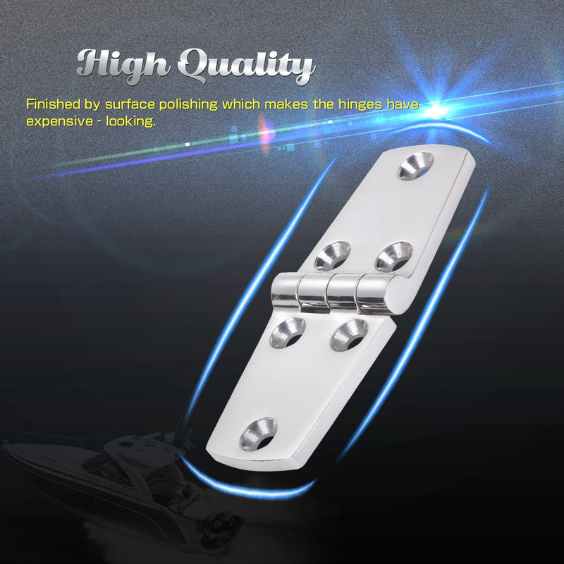 AMYSPORTS Marine Mount Door Hinges Steel Stainless Hatch Boat Hinge Hardware Heavy Duty Boat Hinge Deck Cabinet SUS316 1.51 inch x 4.00 inch 2pcs