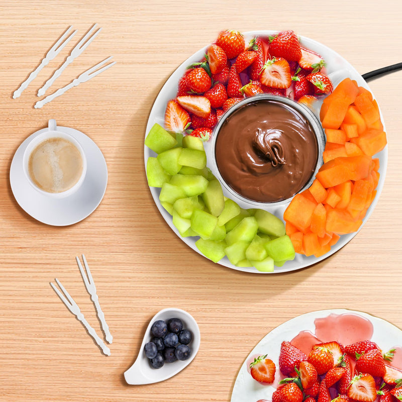 8.79oz MINI Electric Chocolate Melting Pot,Melting Fondue Set with 4PCS Forks,Cute Chocolate Fondue Fountain,Warmer Machine for Milk Chocolate,Cheese,Butter,Candy White