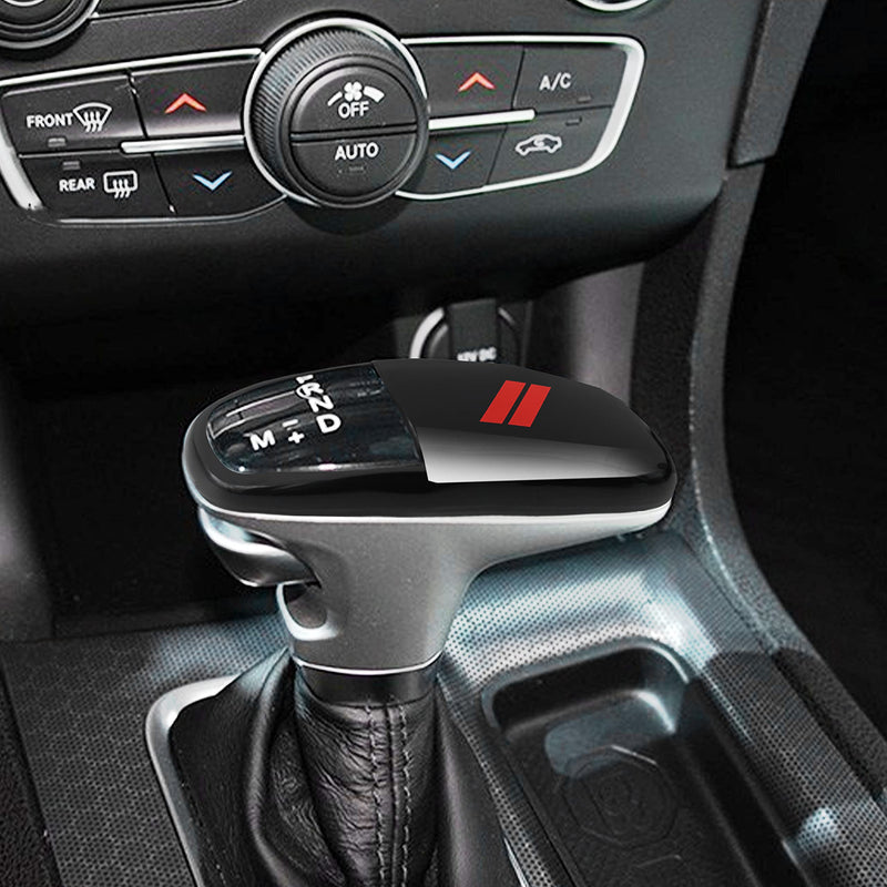 SENSHINE Gear Shift Knob Head Cover for Dodge Charger Accessories 2015-2023 Challenger 2015-2024 Durango 2016-2025 ABS Interior Shell Insert Decoration Protector Gear Shifter Cover (Red Trim) Red