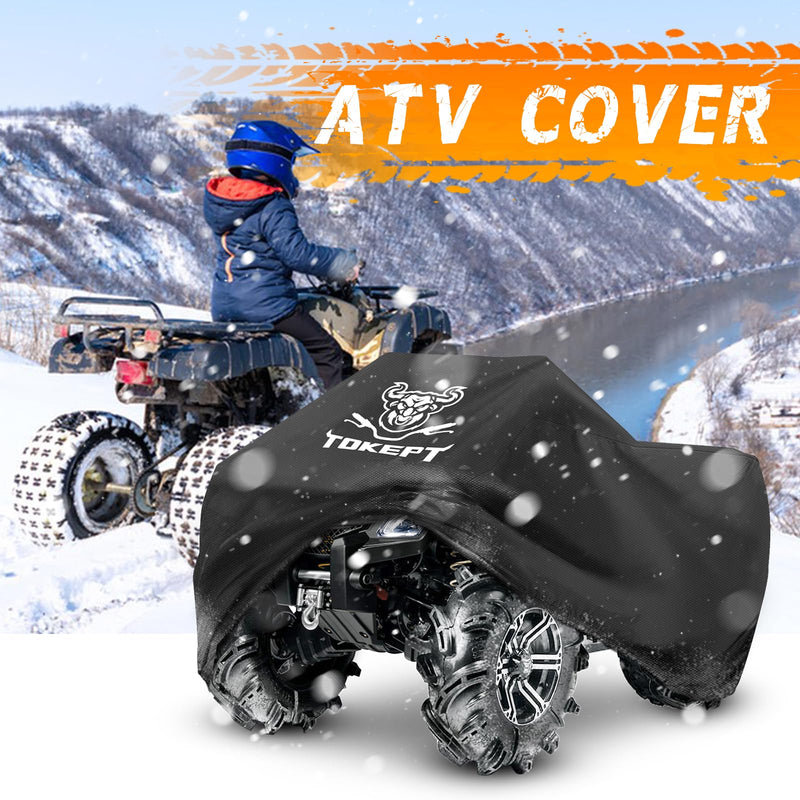 ATV Cover, Heavy Duty Black Waterproof Oxford Fabric Protective 4 Wheeler Quad Cover for 86" Kawasaki Honda Polaris Yamaha (86''L x 38''W x 42''H) XXL-86''L x 38''W x 42''H
