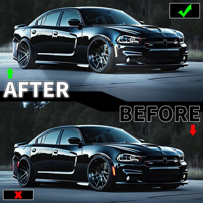 HECASA Side Marker Light LED Compatible with 2015-2024 Dodge Charger Side Marker Lamps Reflectors Front & Rear Smoke Lens White Lights Replacement for 68214404AA 68214405AA 4Pcs 4