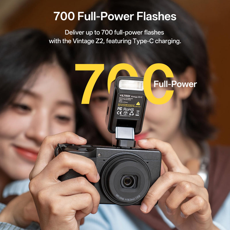 VILTROX Vintage Z2-N Mini Flash Speedlite, GN6 Powerful 6500k TTL On-Camera Flash Light, 5 Power Levels, 700 Full-Power, 10Ws Output, 2s Recycle Speedlite Flash Compatible with Nikon Cameras