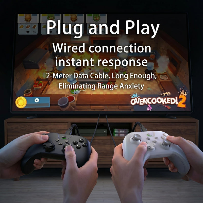 Megadream Wired Controller for Switch 2|1/PS4/PS3/PC/Android Gaming Controller, 1000Hz Polling Rate, 2M USB Cable, USB -C Adapter, Ergonomic Gamepad Joystick with Turbo Function, Dual Vibration, White