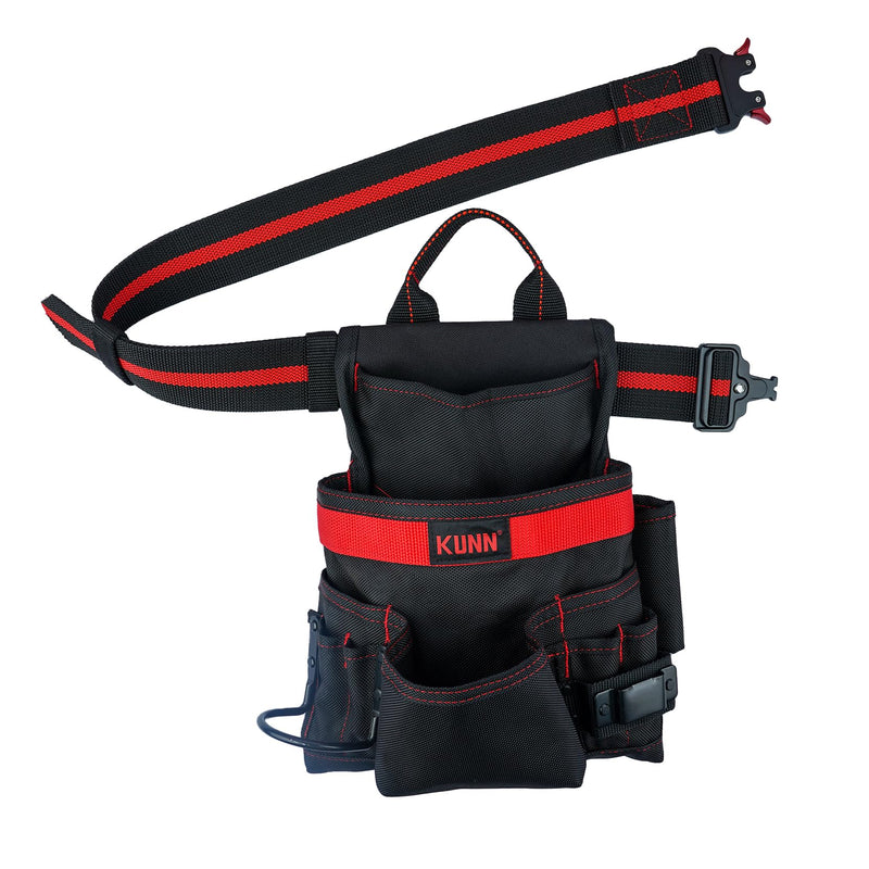 KUNN 10-Pocket Carpenter Tool Pouch,Adjustable 2-Inch Belt Heavy Duty Construction,Hammer Holder and Tape Measure Clip Style A