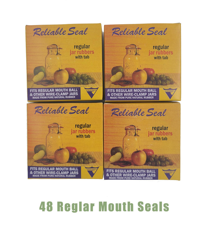 Canning Jar Seal Bundle Includes 48 Regular Mouth Viceroy Jar Rubbers With Tab and 48 Dissolvable Sunivale Labels Replacement Seals for Old Style Canning Jars Natural Rubber Rings