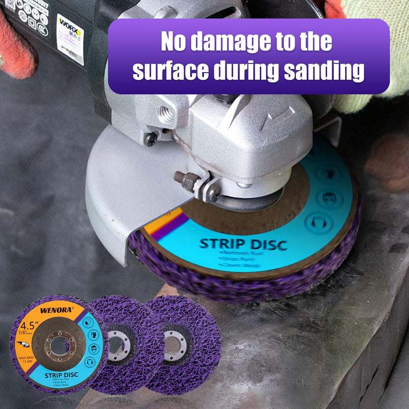 10 Pack Strip Discs Stripping Wheel for Angle Grinder, 4-1/2" x 7/8" Rust Remover Discs, Clean and Remove Paint Coating Rust Welds Oxidation(Purple) 10 4-1/2'' x 7/8''-Purple
