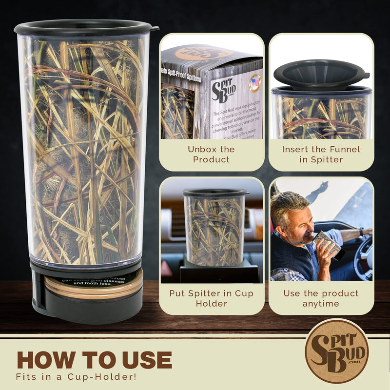 Spit Bud Spittoon with Can Opener, Mossy Oak Color Mossy Oak Shadow Grass Blades
