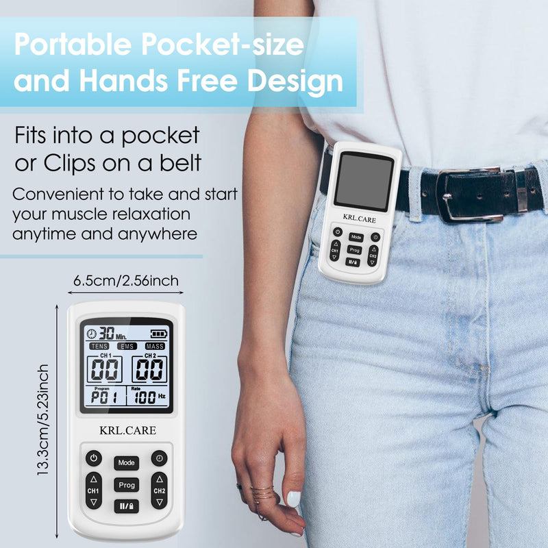 3-in-1 TENS Unit Muscle Stimulator, EMS Massage Machine with 40 Intensities for Gradual Shoulder, Sciatica, Back Pain Relief, Muscle Recovery, 28 Modes Portable Dual Channel with 8 Electrodes Pads